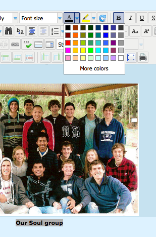 set colour caption